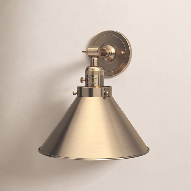 Dillon 1 - Light Dimmable Armed Sconce, 3 W LED Vintage Dimmable Bulb, Brushed Brass, Brushed Brass