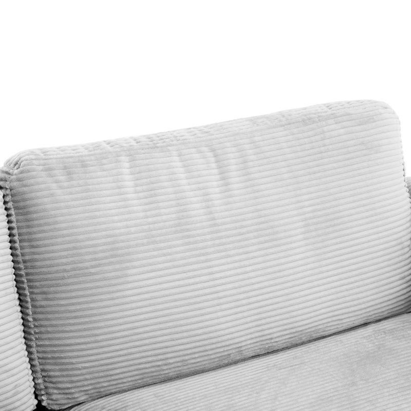 Velours côtelé convertible avec matelas double, hublots, porte-gobelets, poches latérales, porte-téléphone, touche pratique pour le salon, canapé-lit gris taille 2 simple