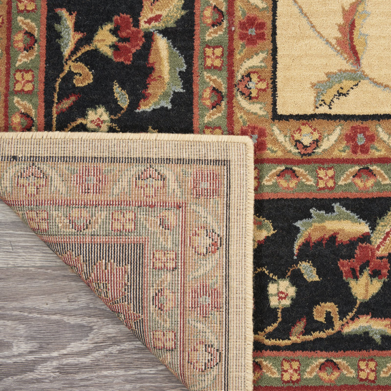 Handmade Ivory and Black Wool Rectangular Area Rug 8'3" x 11'3"