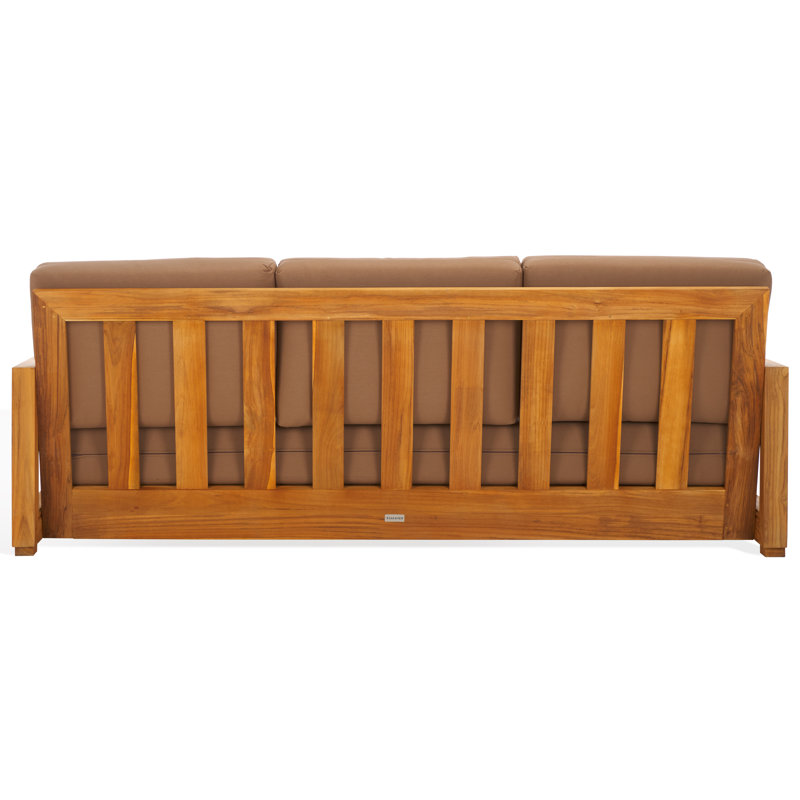 Montford Teak Patio Sofa with Cushions, Brown Melrose