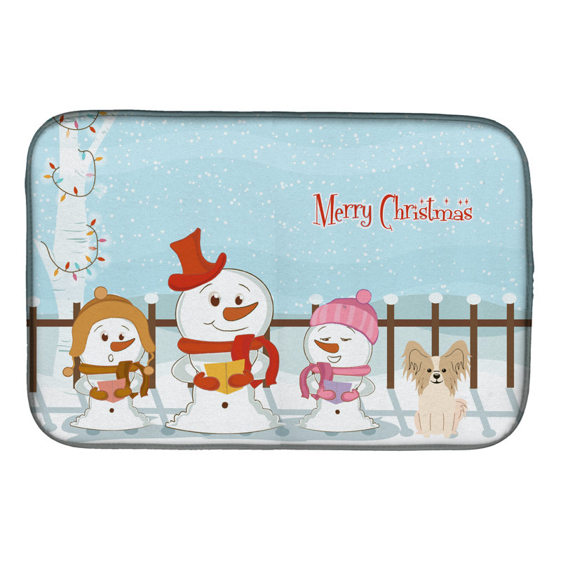 Tapis de séchage merry christmas caroleers papillon, Zibeline / blanc
