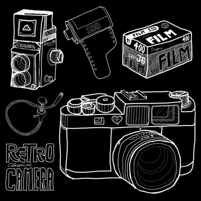 Shokan Retro Camera In Sketch - Wrapped Canvas Print