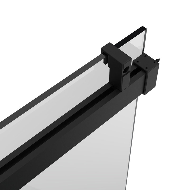 60 In. W X 76 In. H Single Sliding Frameless Shower Door/Enclosure In Matte Black Finish With Clear Glass, Matte Black