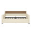 Lit de jour simple beige avec couchette - charge délicieuse, lumières à DEL et tablette de tête de lit tapissier dans la station de charge, rangement-68558320