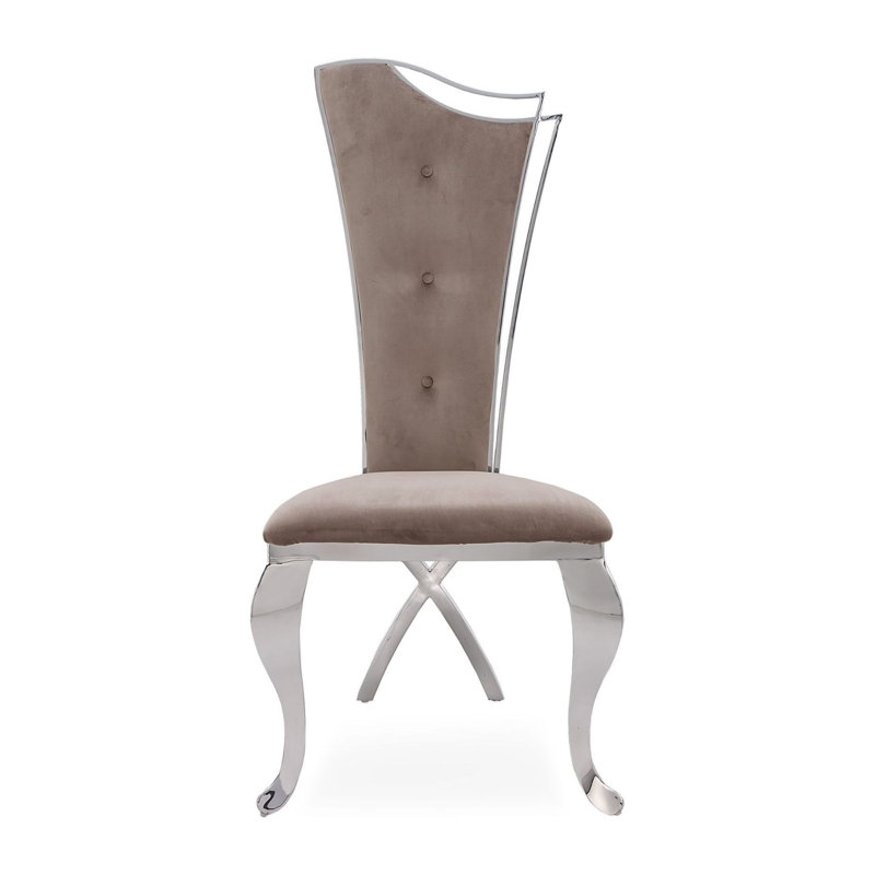 Fauteuil d'appoint en velours, Argent, Taupe