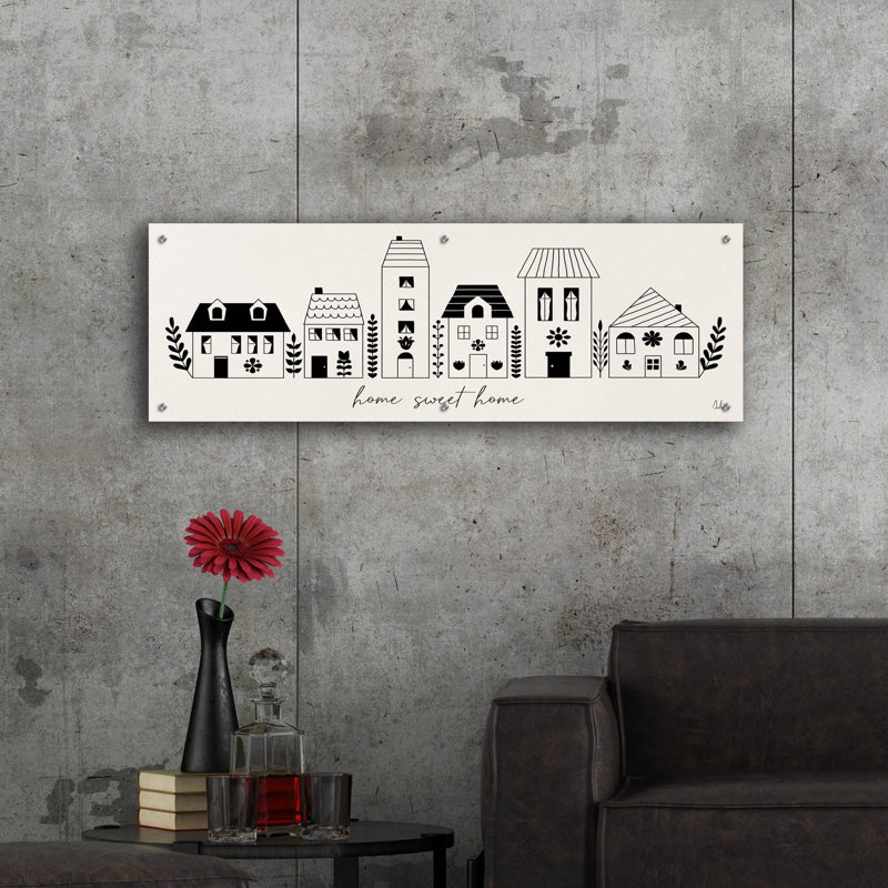  «Petites maisons 2» par Sarah Adams, art mural en verre acrylique, 48 po x 16 po, H 16 po x l 48 po