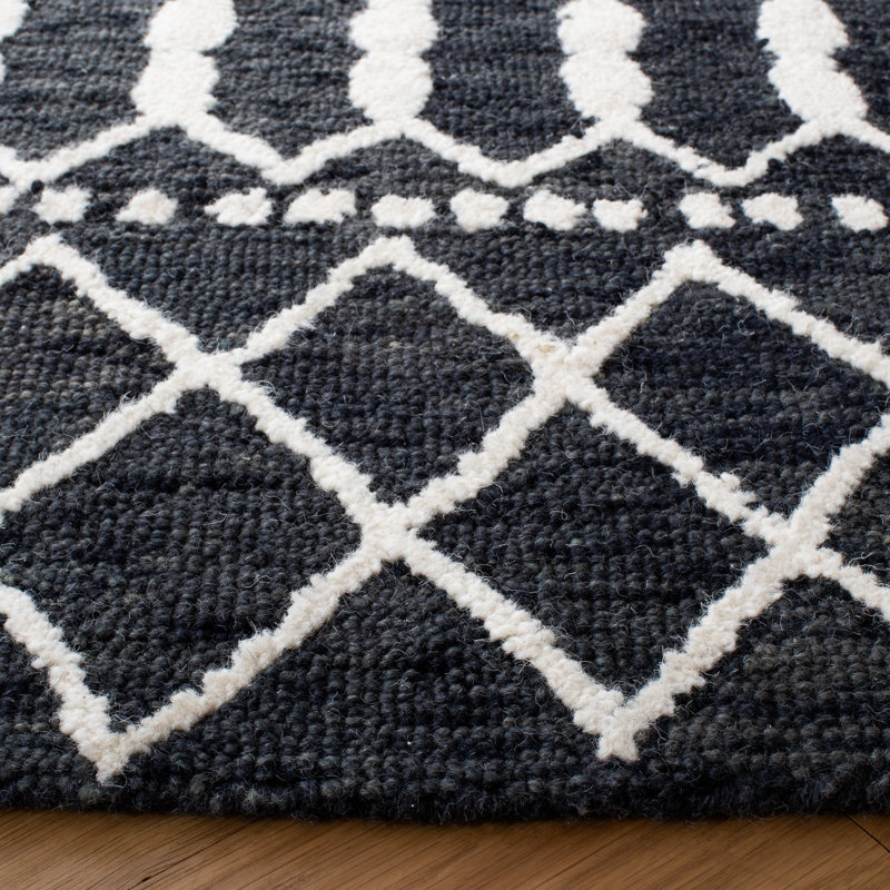 Dillard Hand Tufted Wool Geometric Rug, Round 6'