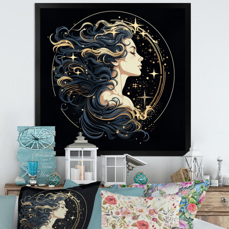 Astrologique Stargazer I, H 16 po x l 16 po x P 1 po, Cadre flottant noir