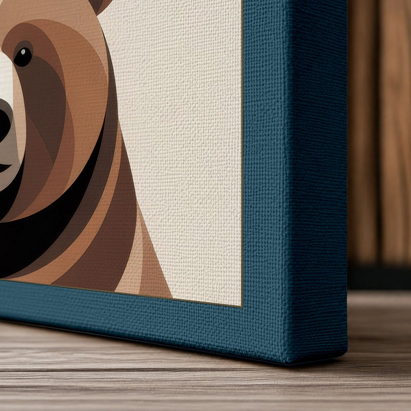 Bear Minimalist - Wrapped Canvas, 18x12 - 45.7 x 30.5 cm, Teal Border