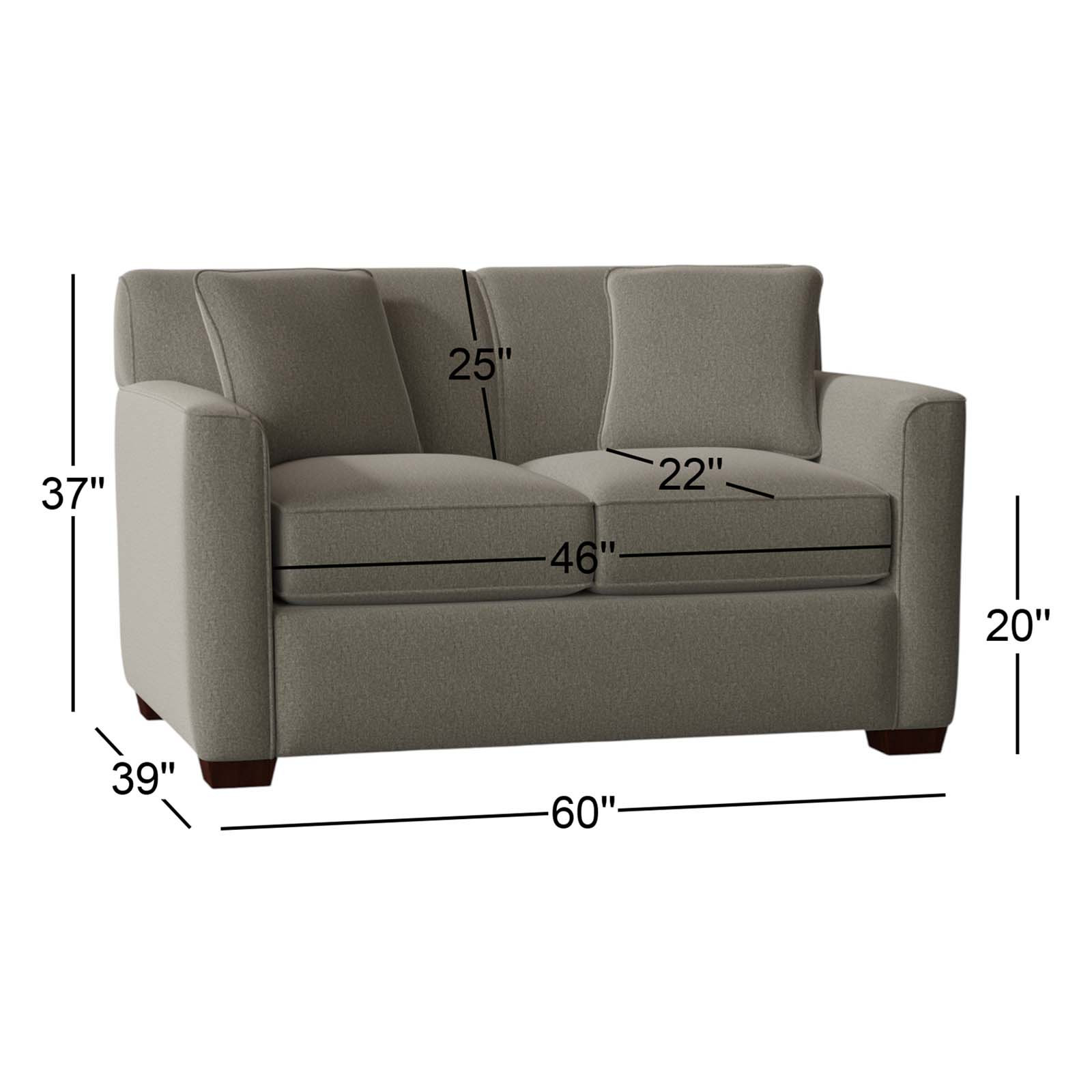 Keaton 60'' Upholstered Loveseat, Craftwood 16 Gray Performance Chenille, No