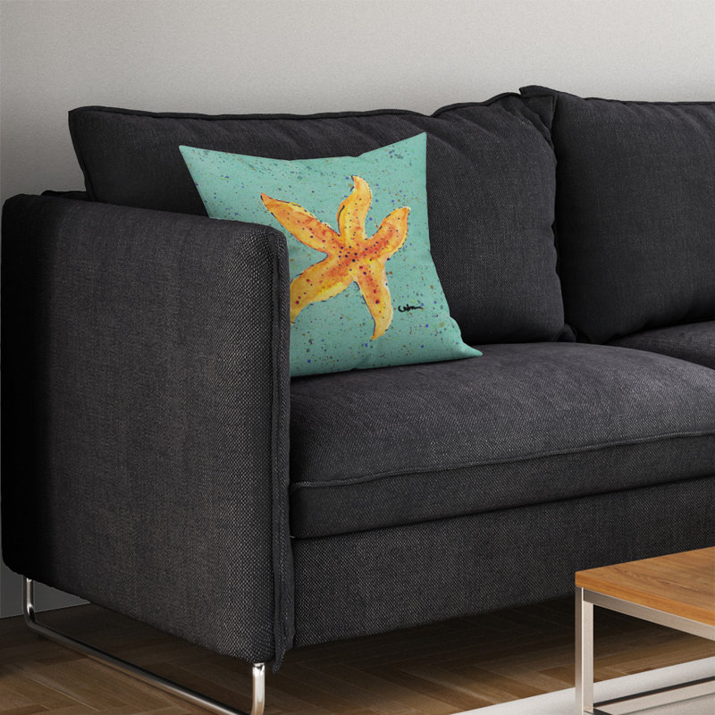  Coussin décoratif étoile de mer sur sarcelle 14 po