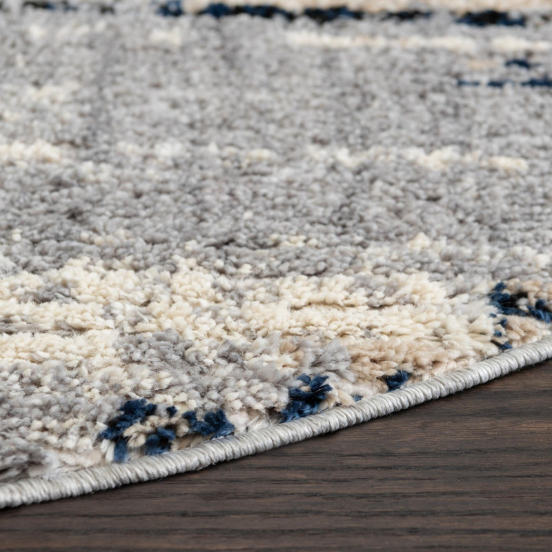 Tapis gris à motif géométrique Tucson, Rond 3 pi