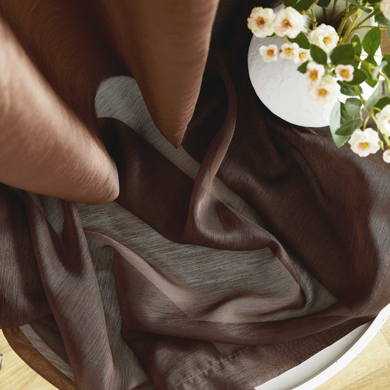 Lauren Semi Sheer Curtain Pair, 54" W x 72" L, Chocolate Brown