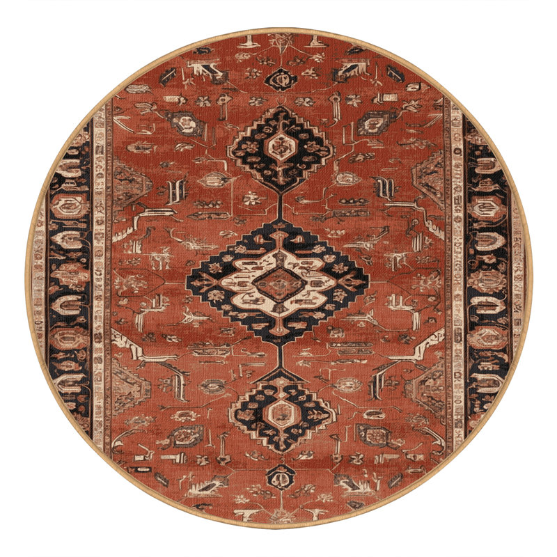 Tapis brun lavable à la machine, Rond 4 pi
