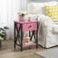 Ensemble de chambre à coucher 3 pièces avec lit plateforme simple rose et ensemble de table de chevet et de table de chevet rose 2 pièces