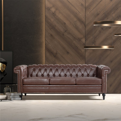 Boban 83.66'' Faux Leather Sofa
