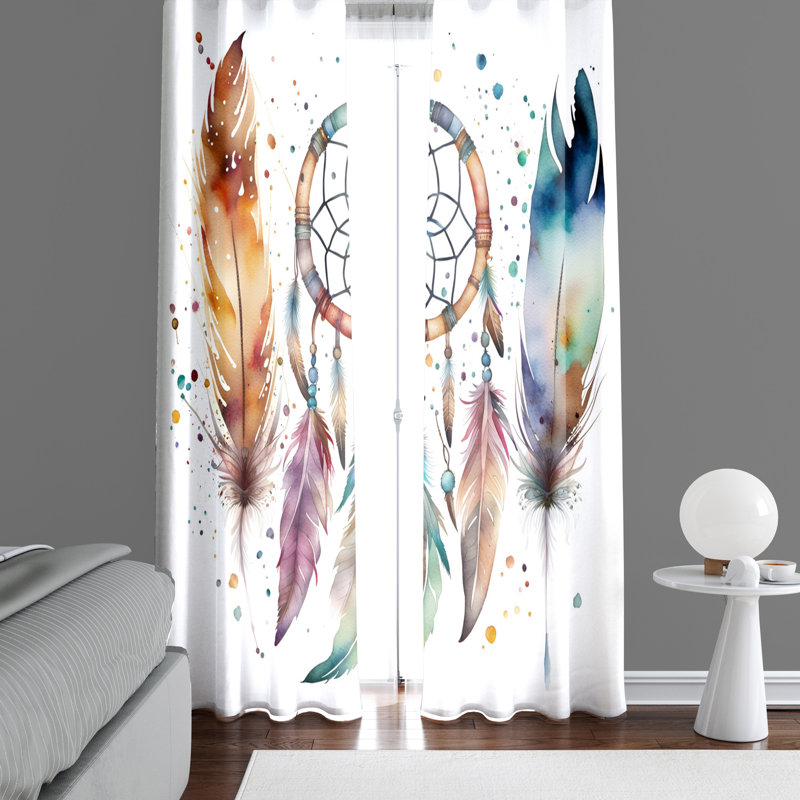 Paire de rideaux semi-transparents en polyester Arendien, L 56 po x L 78 po
