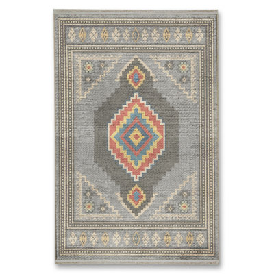 Tapis gris tissé traditionnel Mosso