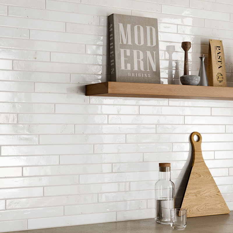 Scottsdale 1-7 / 8 po X 17 3/4 po Carreau de porcelaine pour plancher et mur, Blanc / beige