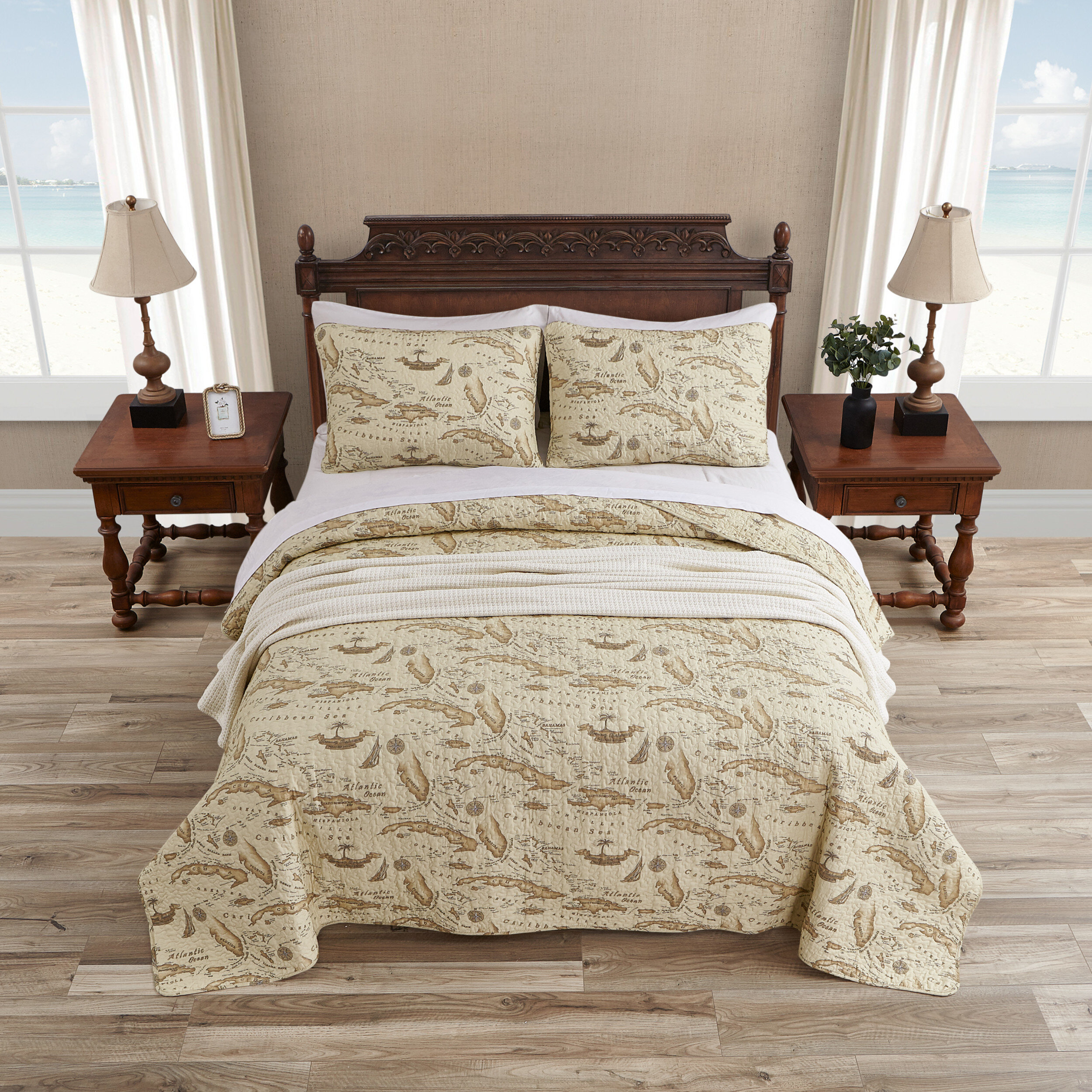 Tommy Bahama Home Tommy Bahama Map Reversible Quilt Set & Reviews | Wayfair