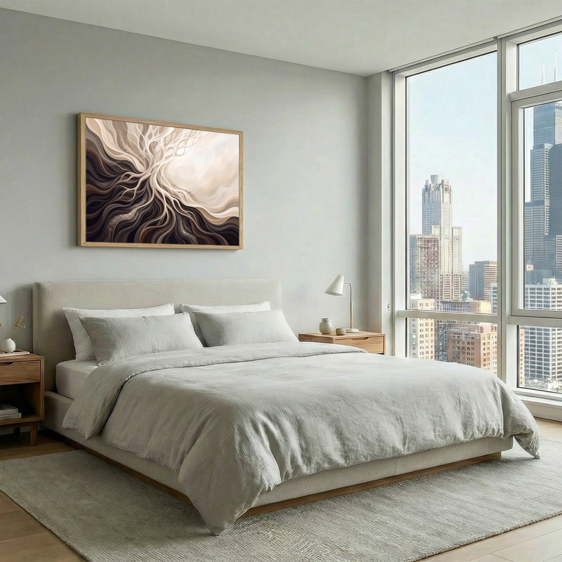 Art mural sur toile brun et beige, 24"H x36"W