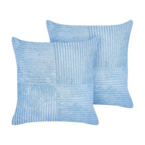 Dekokissen Baumwolle Getuftet beige / blau mit Quasten 35 x 55 cm 2er Set  LUPINUS 