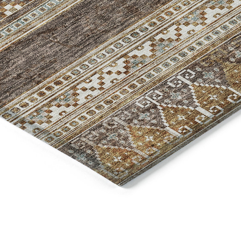 Tapis intérieur / extérieur lavable chocolat et gris 3 pi x 5 pi Southwestern