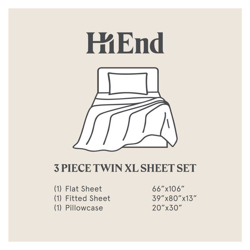 Ensemble de draps en satin de coton à densité de tissage 350 fils Vesper, Drap-housse pour lit simple TG avec taie d'oreille