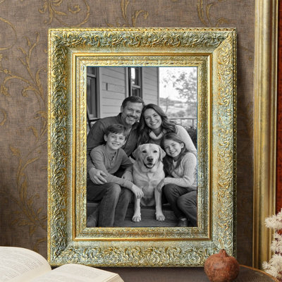 Cadre 8 po x 10 po à décor de paysage doré antique 1pc