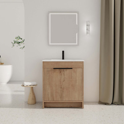 Meuble-lavabo autoportant avec lavabo en céramique