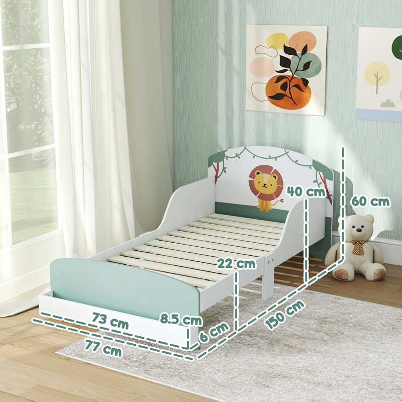 AIYAPLAY Toddler Bed with Storage Guardrails for Ages 3-8 140 x 70cm Green