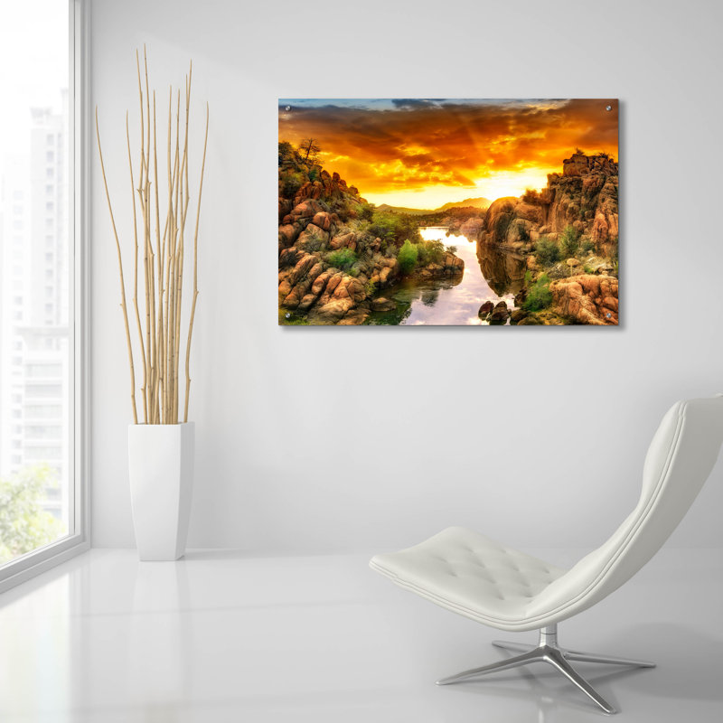  «Canyon Sunset 5» par David Drost, art mural en verre acrylique, 36 po x 24 po, H 24 po x l 36 po