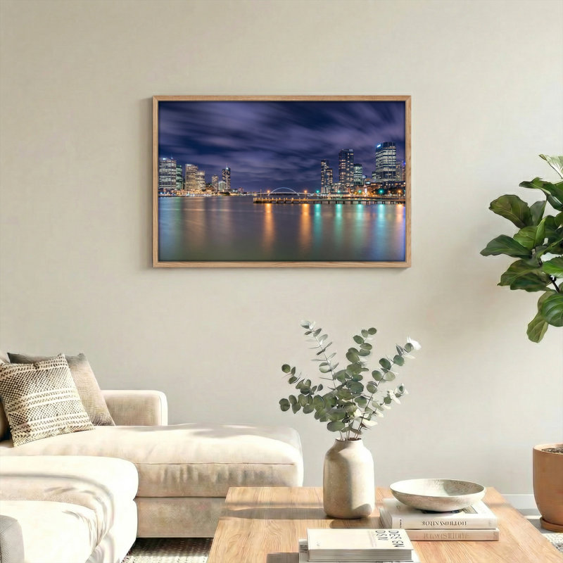 Ensemble de 1 tableau sur toile « Nuit en ville », H 36 po x l 48 po, Naturel