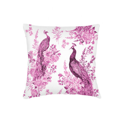Violet Peacock Haven Linen Pillow 22x22 with Down Insert