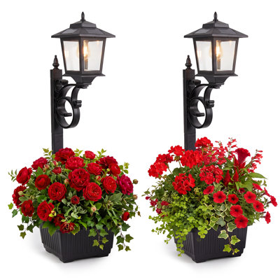 Lampadaire solaire avec pot de fleurs