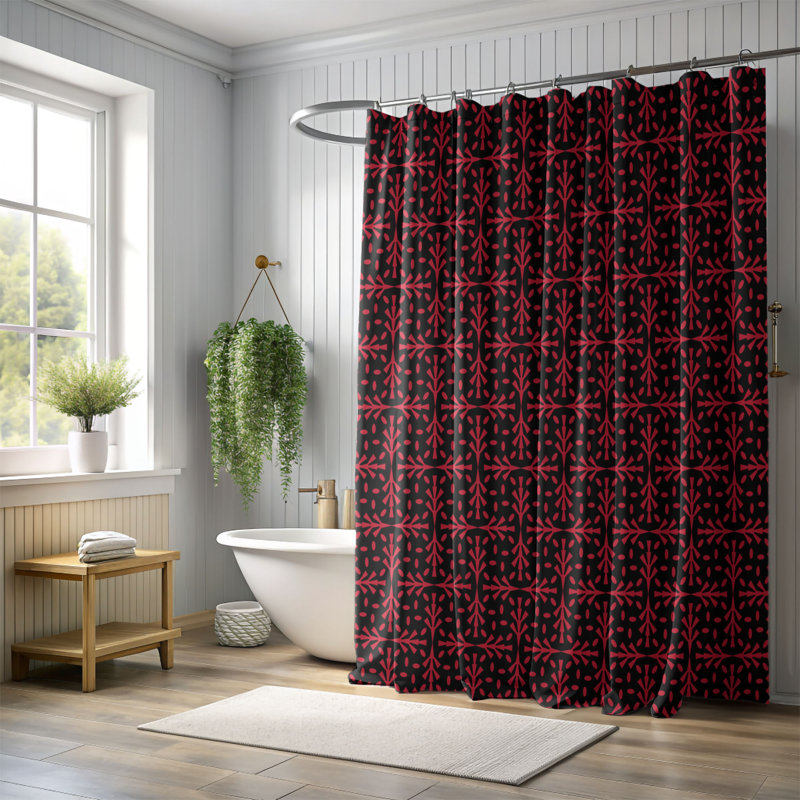 Black Crimson - Rideau de douche Premium, H 74 po x l 71 po