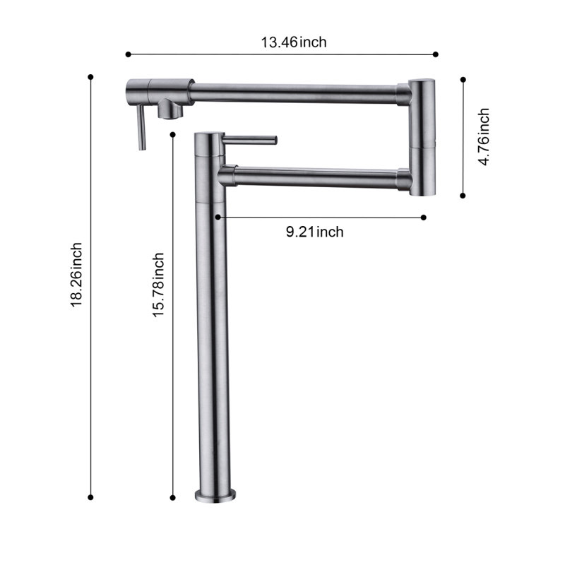 Robinet remplisseur de pot avec tige d'extension, Nickel brossé