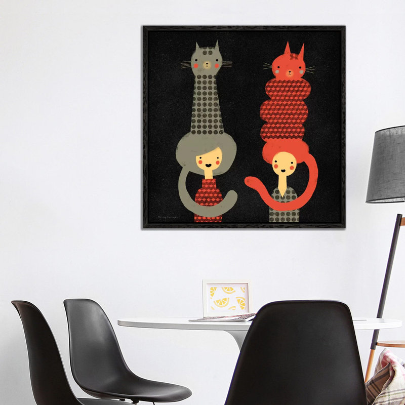 Cattitude II by Myles Sullivan - Floater Frame Print on Canvas, Black Framed Canvas, 93.98 cm H x 93.98 cm W