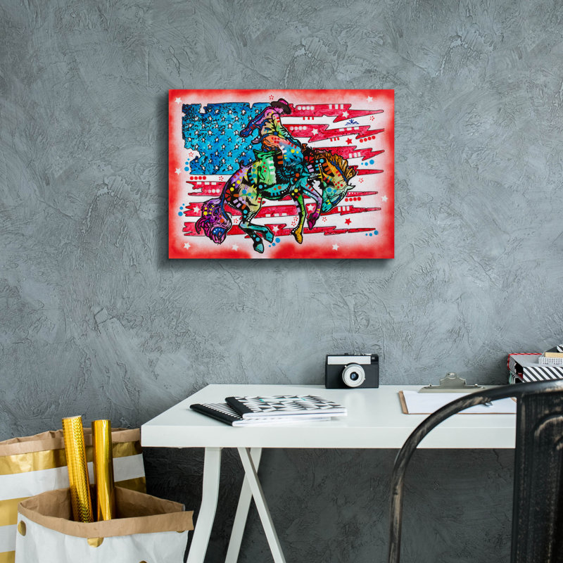 'Ride Em Cowboy' by Dean Russo Canvas Wall Art, 12" H x 16" W x 0.75" D