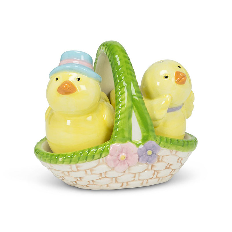 Mr. MJs Mr and Mrs Chick in Basket Salt and Pepper Shaker Set