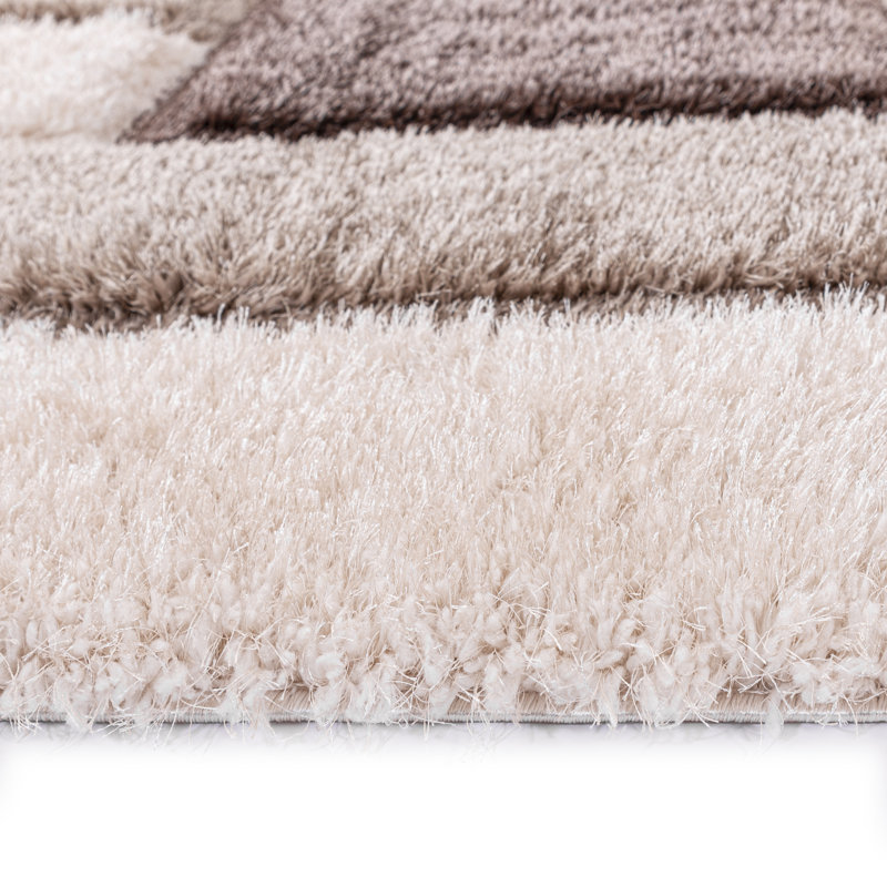 Geometric Shaggy Area Rug, Rectangle 203 x 381 cm