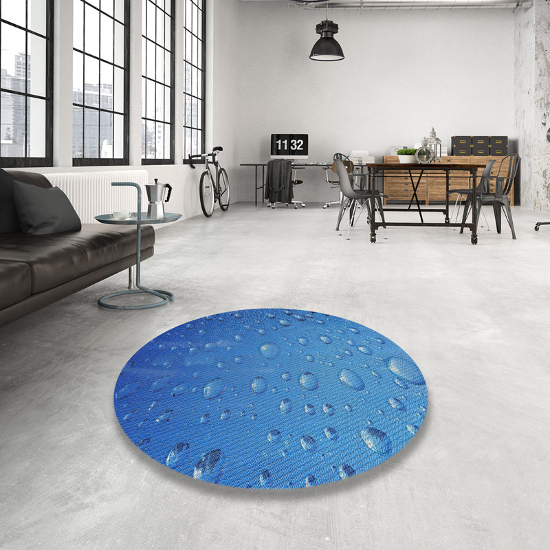 Tapis de zone bleue à motifs, Rond 6 pi