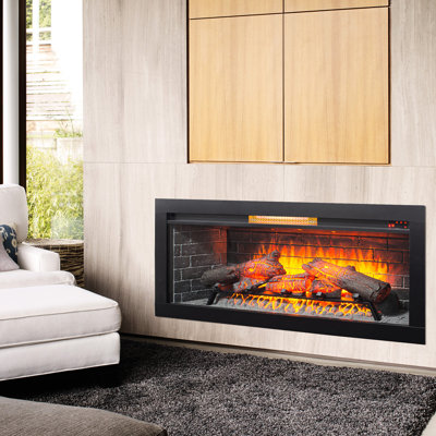 42 Inch Infrared Electric Fireplace With Removable Trim Kit, Double Features Arrangement, 1500W Heating Power, Adjustable Ember Bed Brightness /Ul Certification, 5018 Per Hour Heating, 2 Installation
