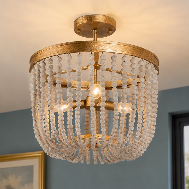 Plafonnier semi-encastré 3 lumières Boho Farmhouse