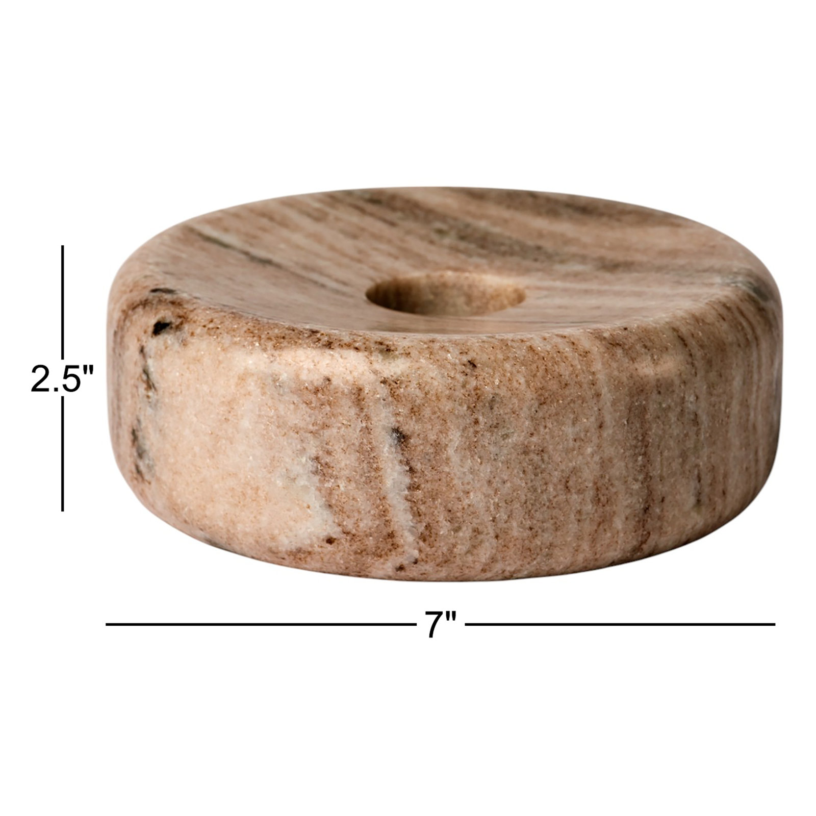 Tellis Genuine Marble Tealight Holder, 2.5" H x 7" W x 7" D
