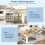 Îlot de cuisine 59,5 po avec table de salle à manger extensible - rangement double face, 2 tiroirs, prise de courant et tablettes latérales ouvertes, blanc - mobilier de salle à manger de cuisine