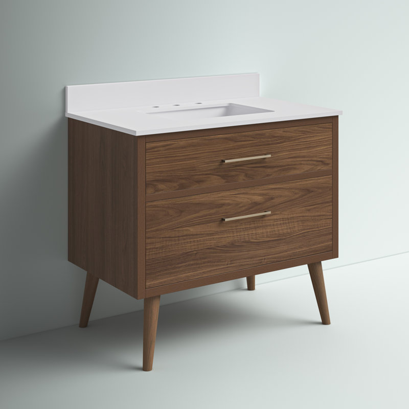 Steinfeldt 36'' Single Bathroom Vanity with Engineered Marble Top, Blue