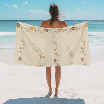 Serviette de plage Fleurs de style japonais Serviettes de piscine pour piscine Branche de couleur unie Serviette de plage absorbante Doux Grand Séchage rapide Léger Camping Voyage Sports Yoga Gym Serviettes de bain pour adulte 35 x 70 pouces
