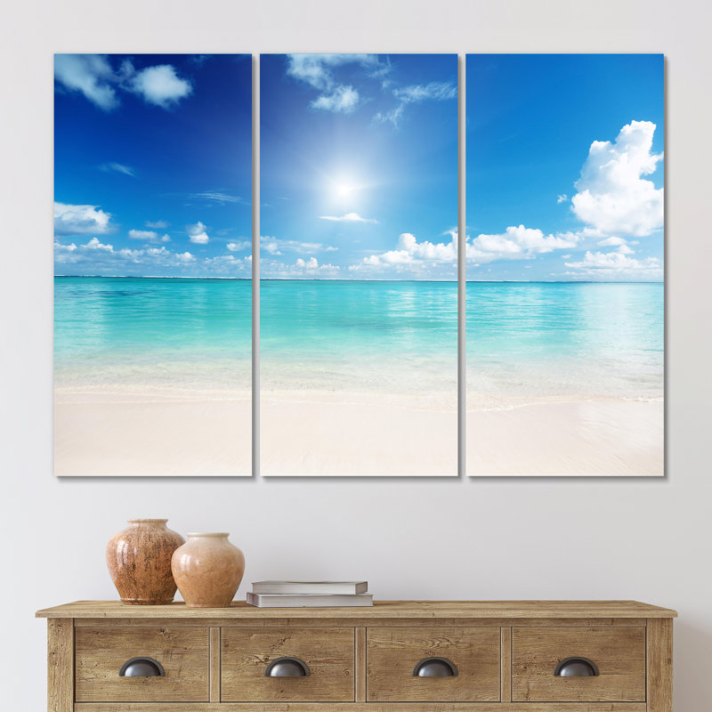 Sable et bleu mer des Caraïbes - reproduction d'art sur toile nautique et côtière, H 32 po x l 48 po x P 1 po