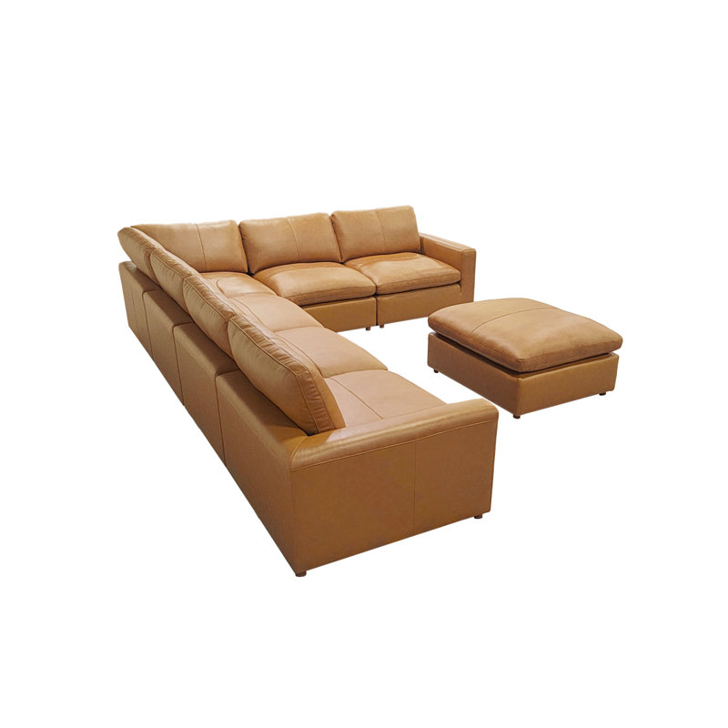 Canapé modulaire en cuir rembourré, Gingembre gingembre